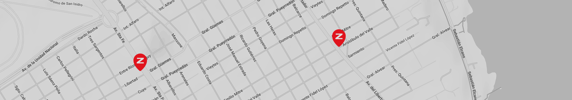 Zontes Motos San Isidro - Señalización institucional que destaca la ubicación de las concesionarias Zontes en San Isidro - Av. Libertador 14101, Martínez y Av. Santa Fe 1149, Acassuso