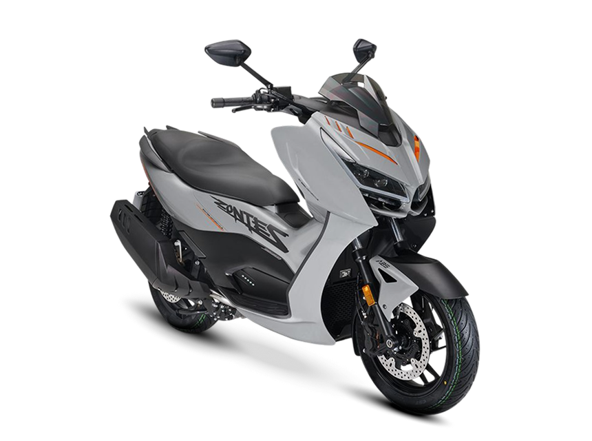 Zontes motos en San Isidro - scooter Zontes 368D gris con frente angular, parabrisas bajo y llanta delantera negra