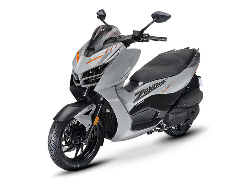 Zontes motos en San Isidro - scooter Zontes 368D gris con rueda delantera negra, carenado angular y asiento doble