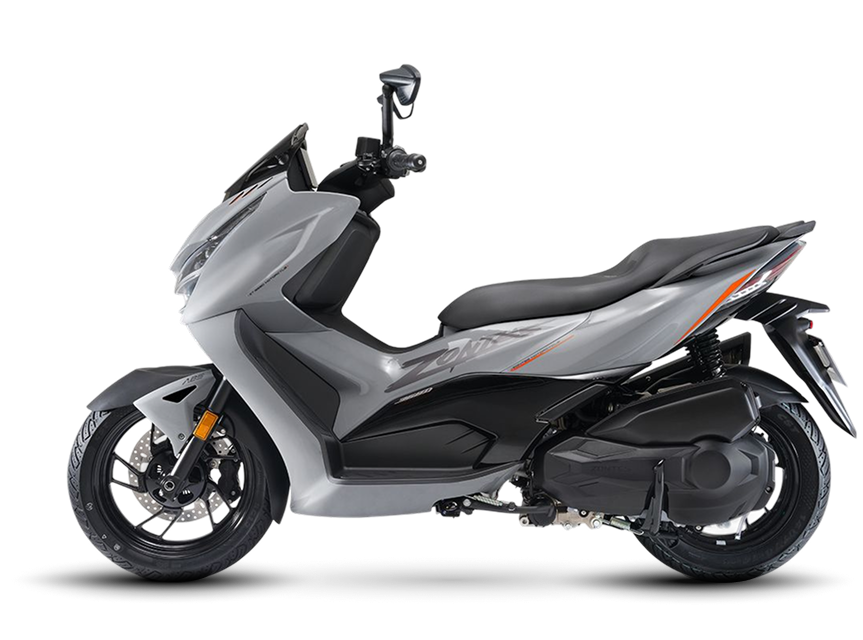 Zontes motos en San Isidro - scooter Zontes 368D gris con asiento largo, escape negro y suspensión trasera visible