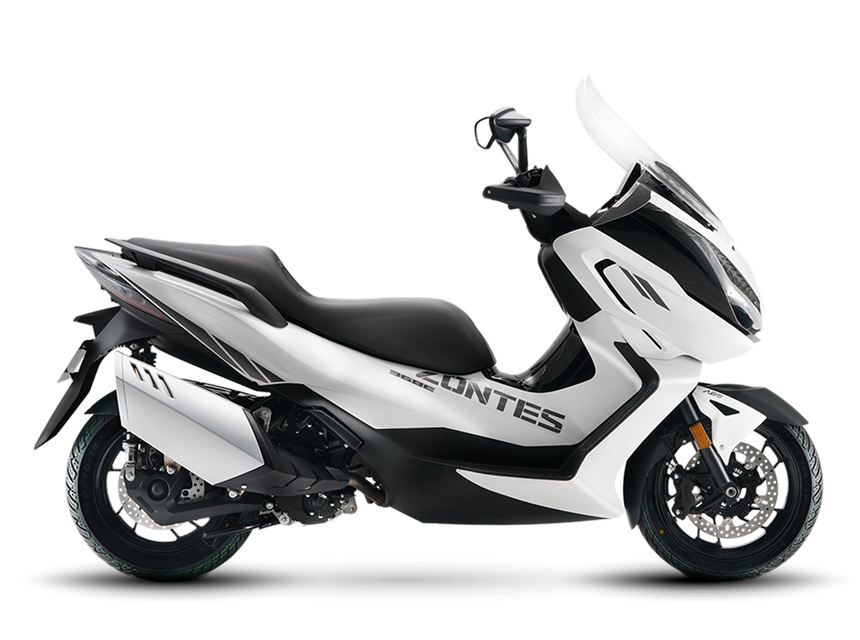 Zontes motos en San Isidro - scooter Zontes 368E blanco con parabrisas alto, asiento doble y llantas negras