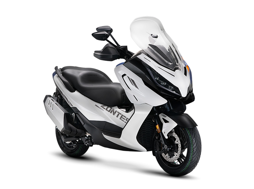 Zontes motos en San Isidro - scooter Zontes 368E blanco con frente amplio, parabrisas alto y asiento escalonado