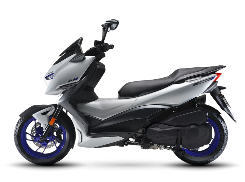 Zontes motos en San Isidro - parte trasera del scooter Zontes 368M blanco con luz roja y rueda azul visible