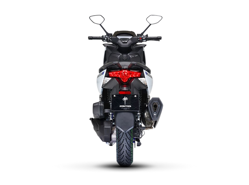 Zontes motos en San Isidro - scooter Zontes 368M blanco con parte trasera elevada, llantas azules y escape lateral
