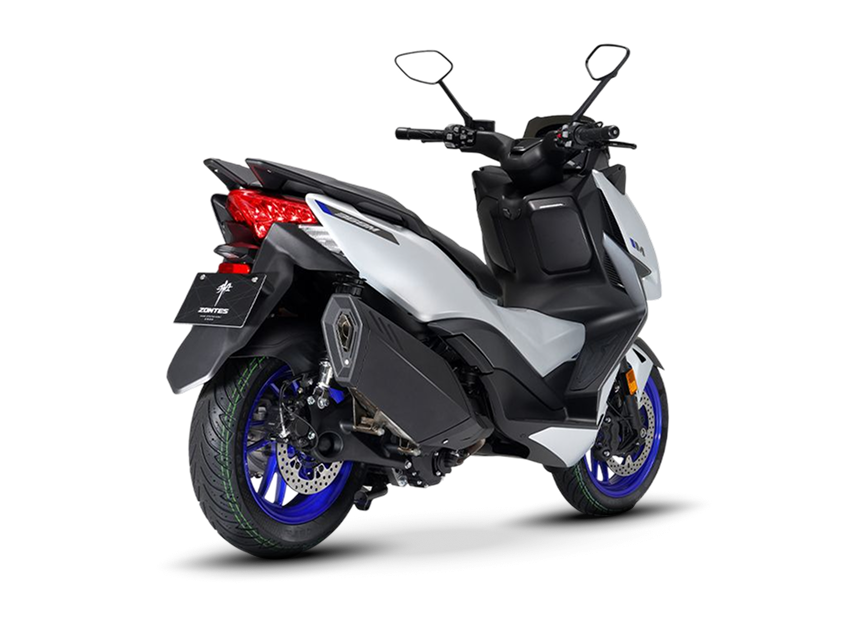 Zontes motos en San Isidro - scooter Zontes 368M blanco con perfil lateral, asiento negro y ruedas azules