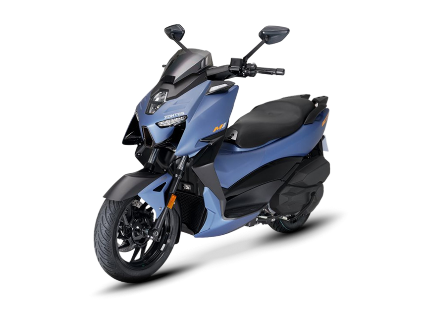 Zontes motos en San Isidro - scooter Zontes 368M azul con rueda delantera negra, asiento doble y carenado angular