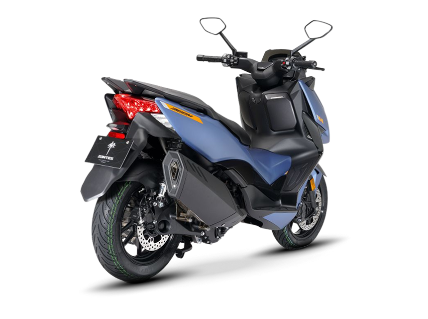 Zontes motos en San Isidro - scooter Zontes 368M azul con parte trasera elevada, escape lateral y llanta negra