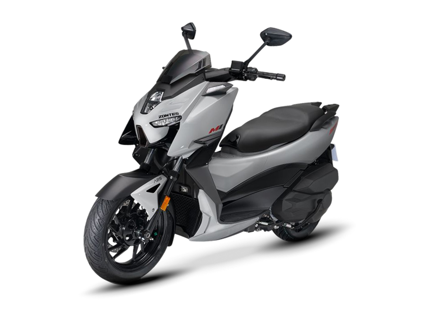 Zontes motos en San Isidro - scooter Zontes 368M gris con rueda delantera negra, asiento doble y carenado angular