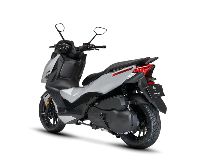 Zontes motos en San Isidro - parte trasera del scooter Zontes 368M gris con óptica roja y portapatente visible