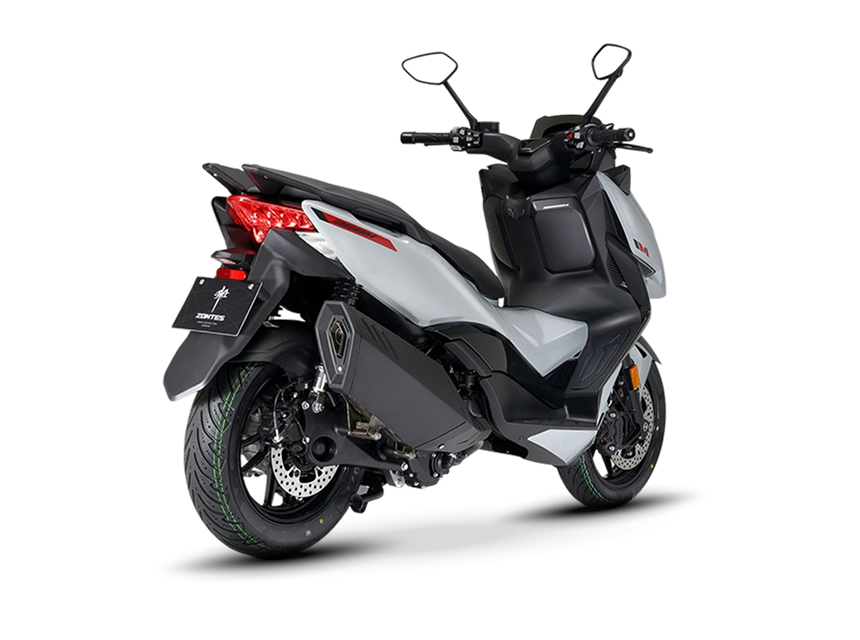 Zontes motos en San Isidro - scooter Zontes 368M gris con parte trasera elevada, escape lateral y llanta negra