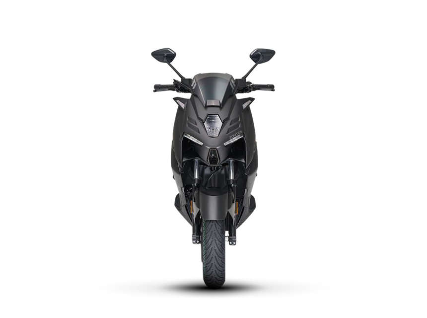 Zontes motos en San Isidro - frente del scooter Zontes 368M negro con espejos elevados y rueda delantera centrada