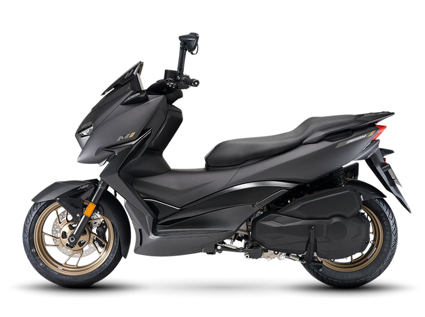 Zontes motos en San Isidro - scooter Zontes 368M negro con perfil lateral, asiento largo y ruedas doradas