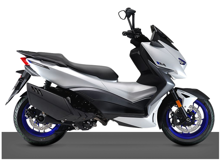 Zontes motos en San Isidro - scooter Zontes 368M blanco con llantas azules, asiento doble y escape negro